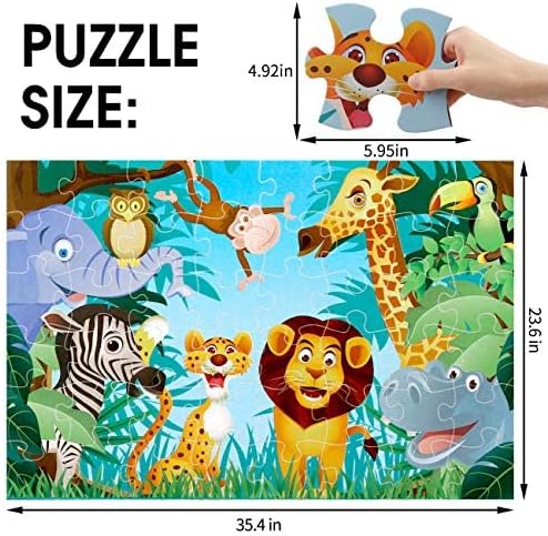 Jumbo Floor Puzzle for Kids Animal Jigsaw Large Puzzles 48 Piece Ages 3-6 for - Image 3