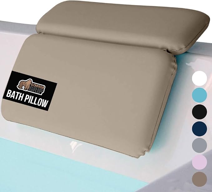 GORILLA GRIP Bath Pillow for Tub, Improved Suction Cups, Luxury Bathtub Pillows by GorillaGrip
