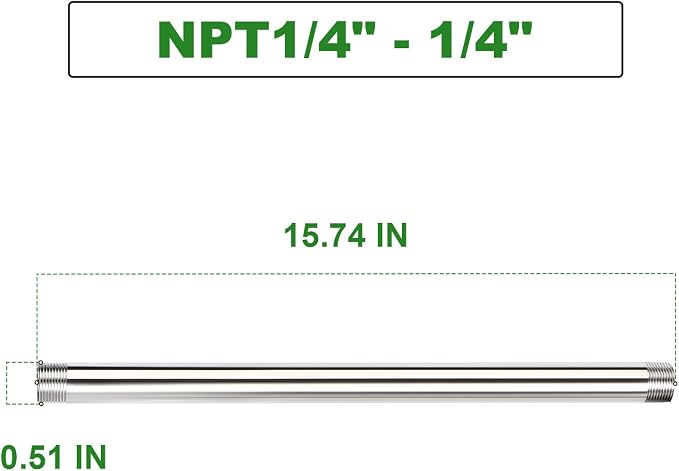 TAISHER 2PCS Stainless Steel Pipe Fittings, 1/4" NPT Male x 1/4" NPT Male - Image 2