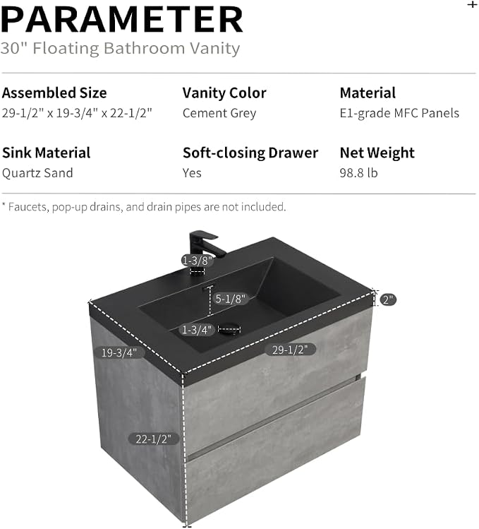 30" Floating Bathroom Vanity - Image 2