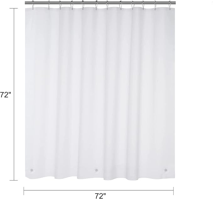 White Shower Curtain Liner 72 x 72 inch Plastic Shower Liner Washable Inside - Image 5
