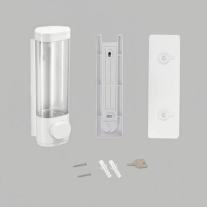 White Manual Bathroom Wall Mounted Soap Dispenser, 10oz/300ml Single Bathroom - Image 7