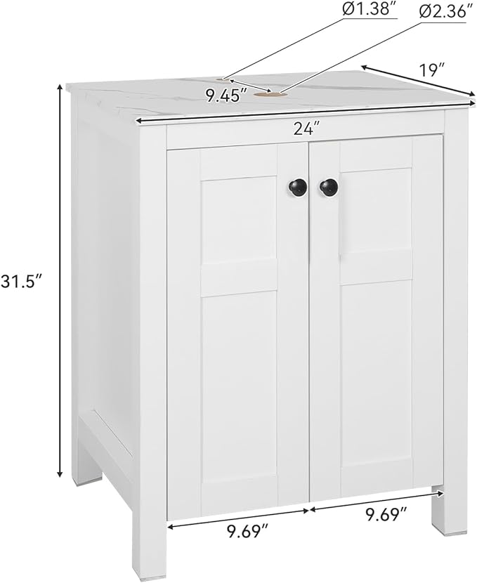 24 Inch White Bathroom Vanity - Image 2
