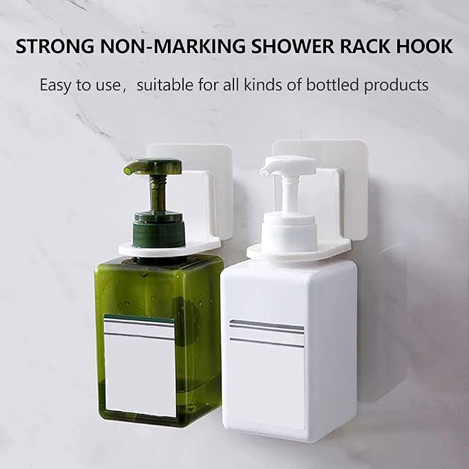 4 Pack Shower Gel Bottle Rack Hook Self Adhesive Wall Mounted No Drilling - Image 3