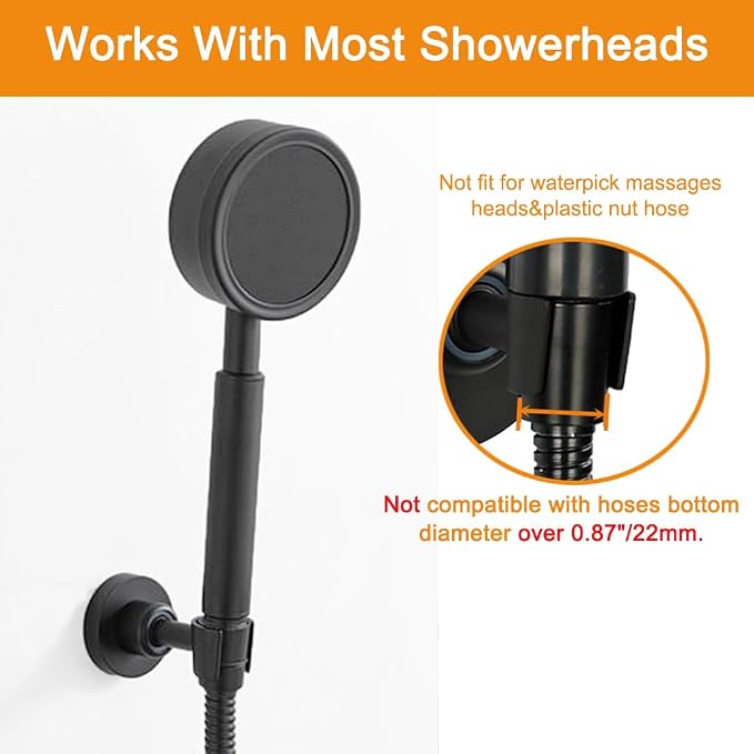 Shower Head Holder All Metal Handheld Shower Wand Bracket Adjustable Handheld - Image 3