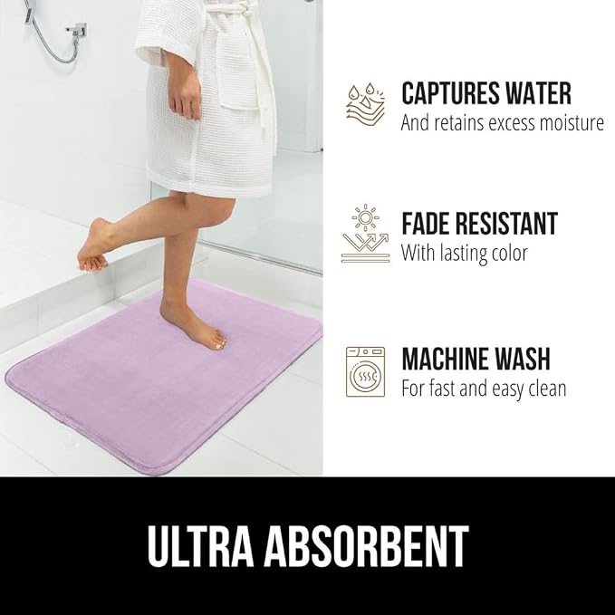 GORILLA GRIP Memory Foam Bath Mat, Soft Absorbent Velvet Bathroom Mats - Image 6