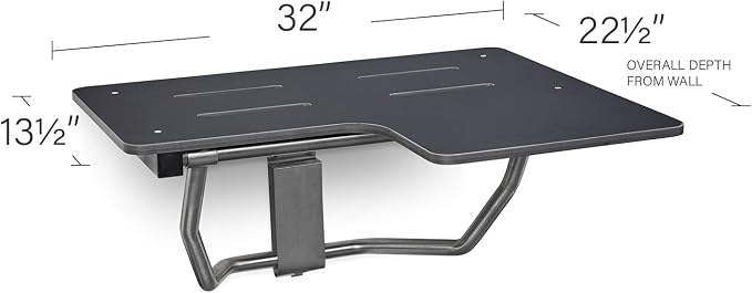 Seachrome 32" x 22.5” Black Reversible Folding Transfer Tub/Shower Seat - Image 2