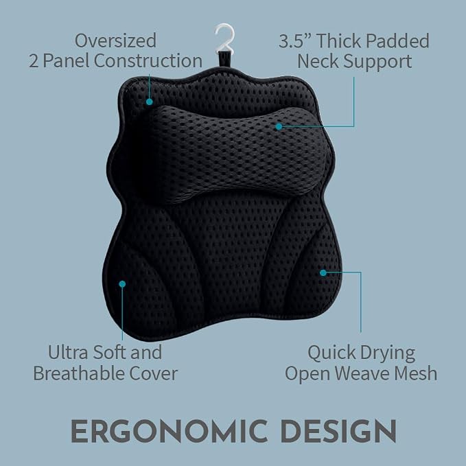 WONDERfoam Thick Padded Ergonomic Bath Pillow - Image 3