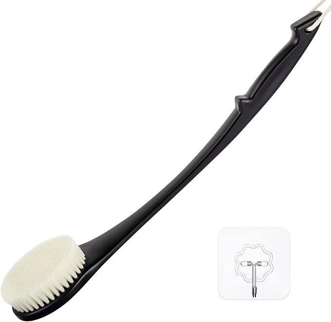 Body Back Scrubber – 17'' Long Handle Shower Brush, Durable Exfoliator by VANZAVANZU