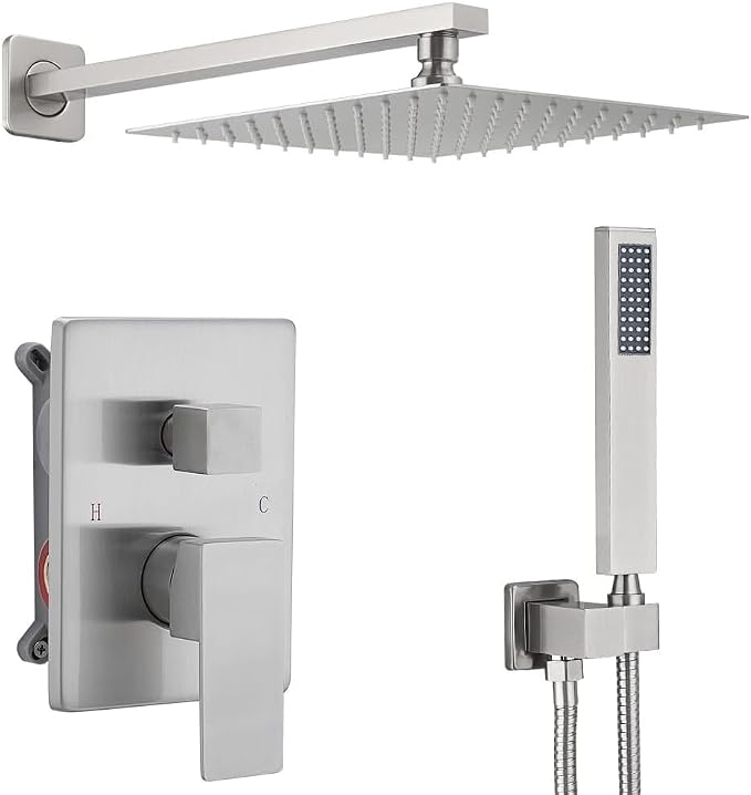 Brushed Bathroom Luxury Rain Mixer Combo Set Wall Mounted Rainfall Shower Head by ANNAZOMBATHROOM