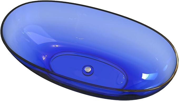 61" Premium Solid Surface Freestanding BathTubs, Upgraded Modern Transparent - Image 6