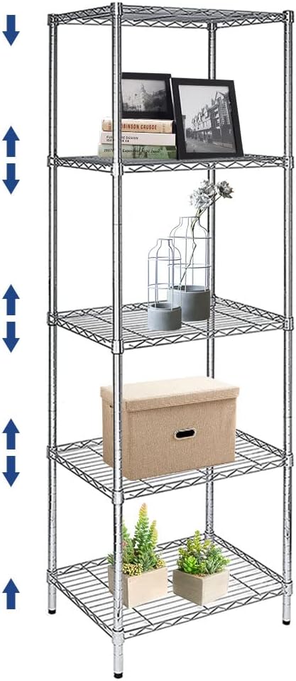 5 Tier Wire Shelving Unit, Height Adjustable Wire Shelves by BNSPLY