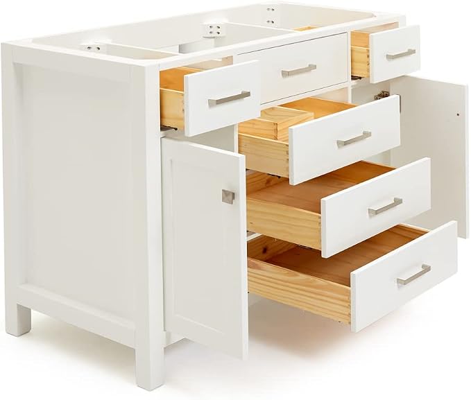ARIEL Bristol 48" White Bathroom Vanity Base Cabinet, Single Sink Configuration - Image 4