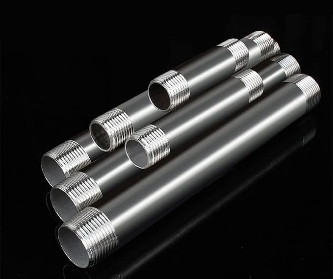 304 Stainless Steel Nipple Pipe Fitting 3/8" NPT X 3/8" NPT Male Thread Cast - Image 3