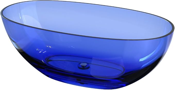 61" Premium Solid Surface Freestanding BathTubs, Upgraded Modern Transparent - Image 5
