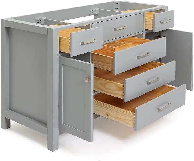 ARIEL Bristol 54" Grey Bathroom Vanity Base Cabinet, Single Sink Configuration - Image 5