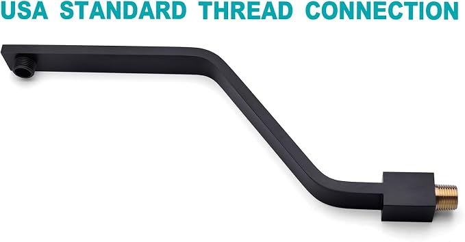 16 Inch S Shape Matte Black Shower Head Arm, Square Wall Mounted Shower Arm and - Image 5