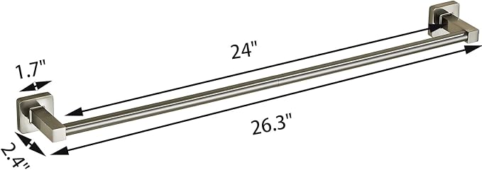 Bathroom Wall Mounted Towel Rack, 24 Inch Brushed Nickel Towel Bar - Image 4
