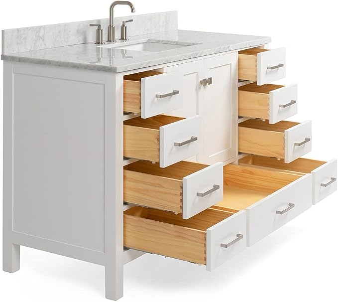 ARIEL 55" White Bathroom Vanity - Image 8