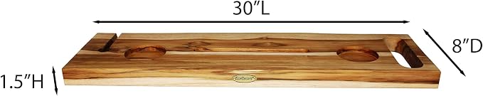 EcoDecors Eleganto 30" Live Edge Solid Teak Bath Caddy Tray - Image 7