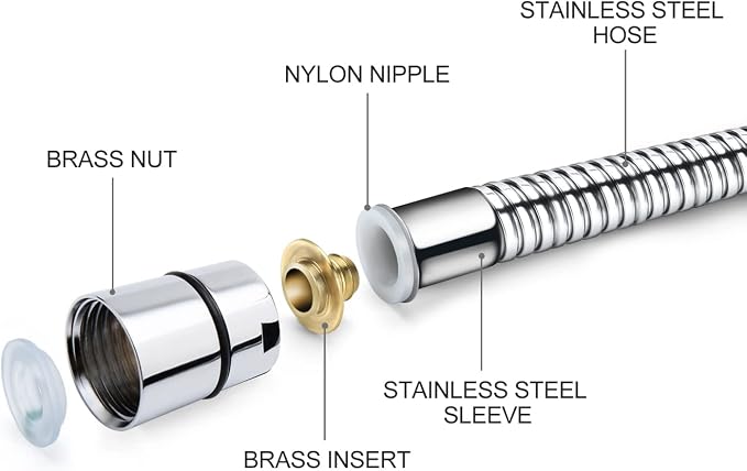 Shower Hose Extra Long 90 Inches Brushed Chrome Handheld Shower Head Hose - Image 4