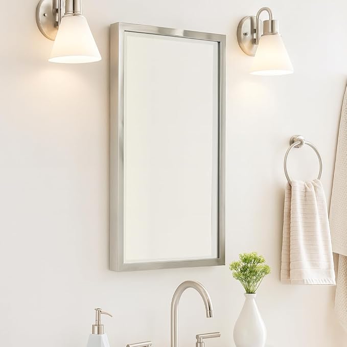 TEHOME Brush Nickel Metal Framed Recessed Bathroom Medicine Cabinet - Image 6