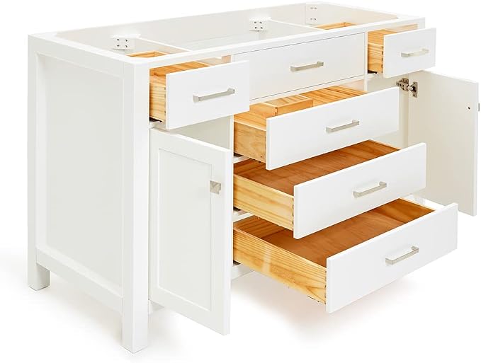 ARIEL Bristol 54" White Bathroom Vanity Base Cabinet, Single Sink Configuration - Image 4