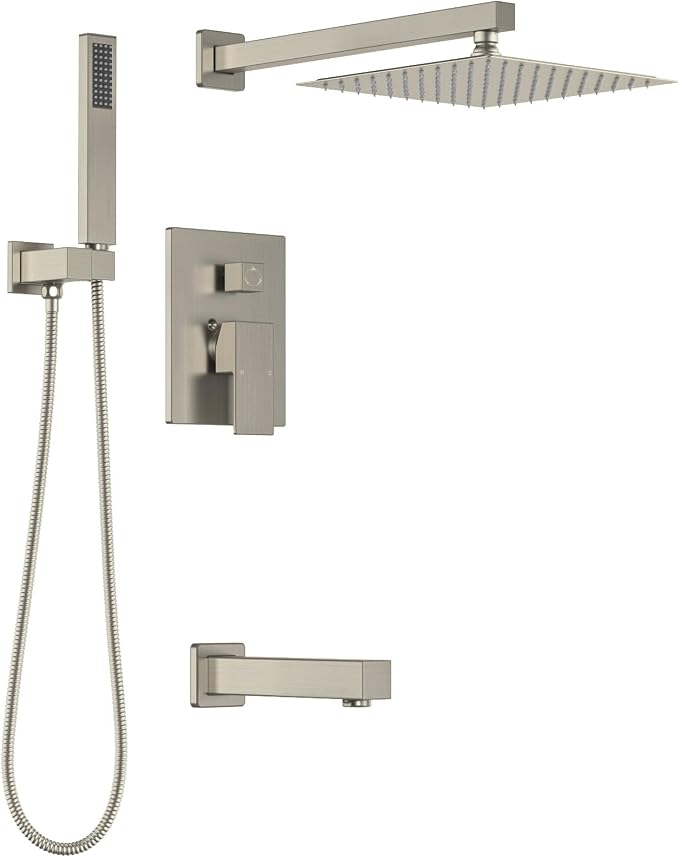 Lava Odoro Modern 3-Setting Square Shower and Tub Faucet Set by LavaOdoro
