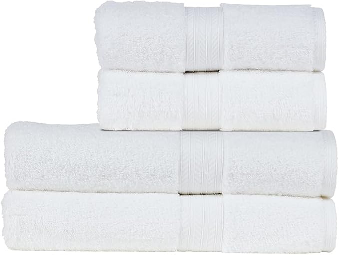 Christy Renaissance 4 Piece White Towel Set | 100% Egyptian Cotton | Luxury by Christy