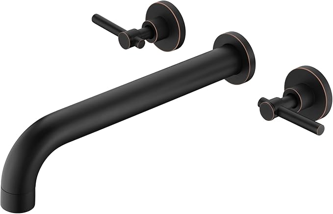 SUMERAIN Two Handle Wall Mount Tub Faucet Oil Rubbed Bronze Bathtub Faucet Set by SUMERAINFAUCETS