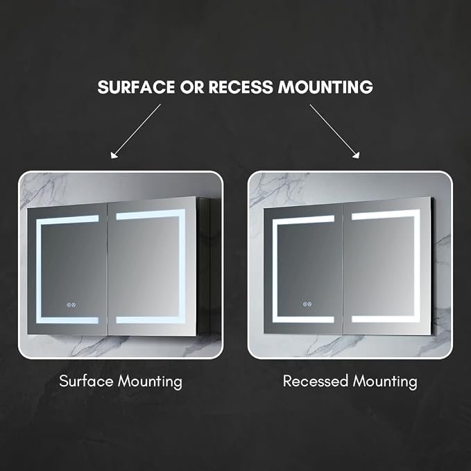 Blossom 40x26 LED Lighted Bathroom Medicine Mirror Cabinet, Recessed/Surface - Image 6