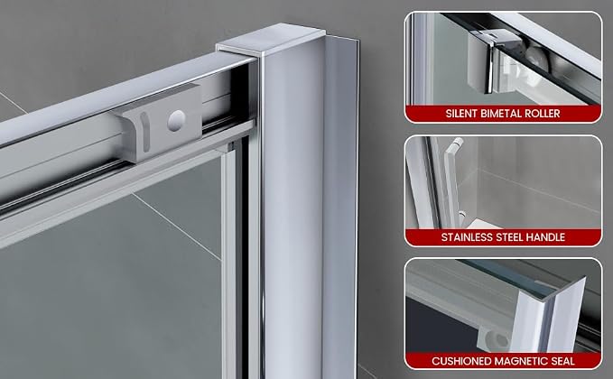 Bathtub Shower Glass Door 57"-59" W*60" H, Single Sliding Shower Doors - Image 2
