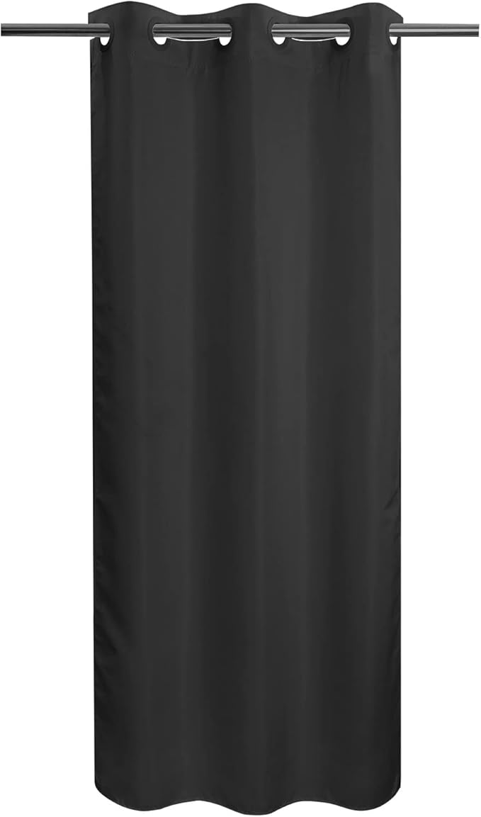 River Dream Stall Size No Hook Black Shower Curtain Soft Microfiber by RiverDream