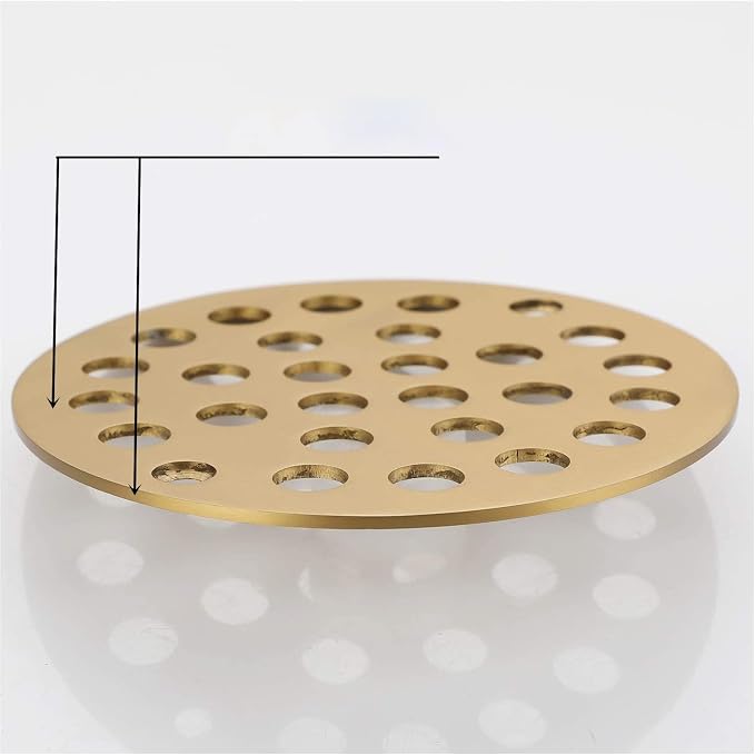 4 Inch OD Round Screw-in Brushed Gold Shower Drain Strainer - Image 5