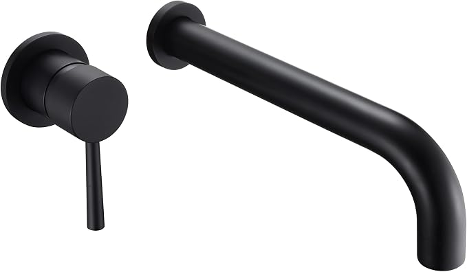 sumerain Matte Black Wall Mount Tub Faucet Tub Filler Long Spout Wall Bathtub by SUMERAINFAUCETS