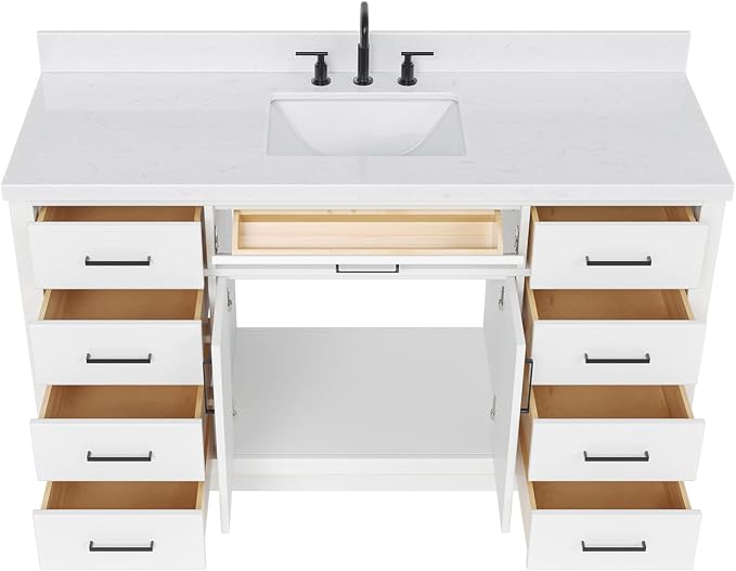ARIEL Hepburn 60" White Bathroom Vanity - Image 4