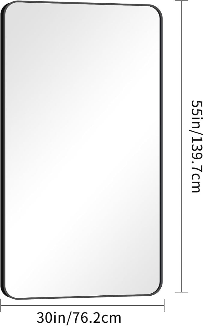 30x55 inch Bathroom Mirror, Wall Mounted Bathroom Frame Vanity Mirror - Image 7