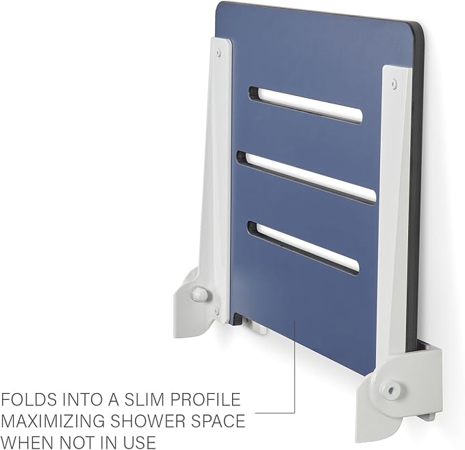 18 inch Silhouette Slimline Folding Wall Mount Shower Bench Seat - Image 11