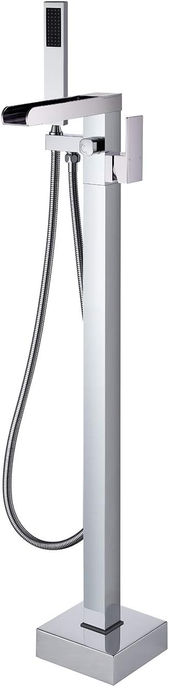 Freestanding Tub Filler Waterfall Bathtub Faucet Chrome Floor Mount Brass by wowkksanitaryware