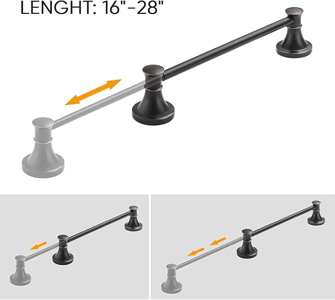 BESy Adjustable Bronze 16 to 26 Inch Bath Towel Bar Rack - Image 2