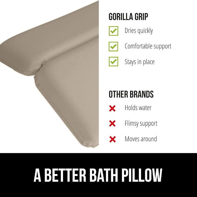 GORILLA GRIP Bath Pillow for Tub, Improved Suction Cups, Luxury Bathtub Pillows - Image 7