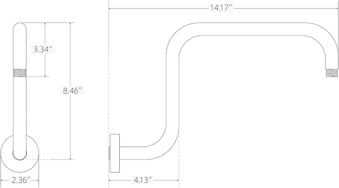 13 Inch S shaped Shower Arm, Stainless Steel Wall-Mounted High Rise Shower Head - Image 6