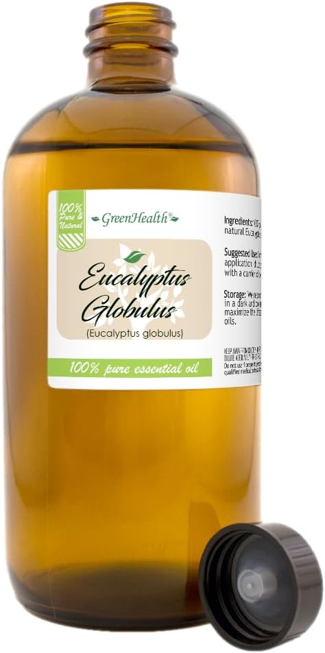 GreenHealth Eucalyptus Essential Oil – 16 fl oz – 100% Pure & Natural – Bulk by Greenals