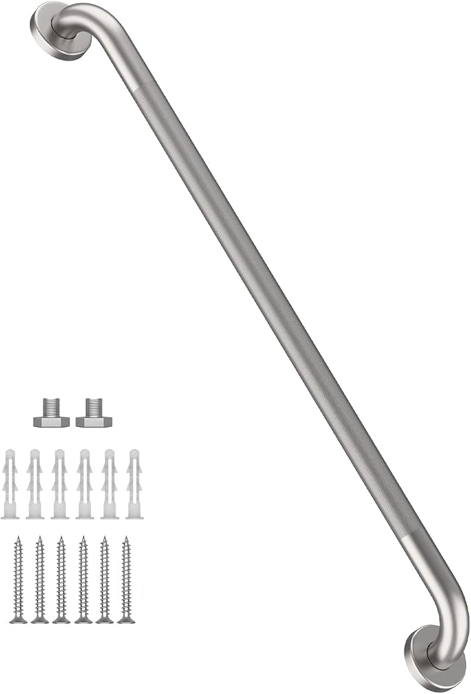 36 Inch Anti Slip Shower Grab Bar, Munzong Satin Brushed Nickel Bathroom Grab by Munzong