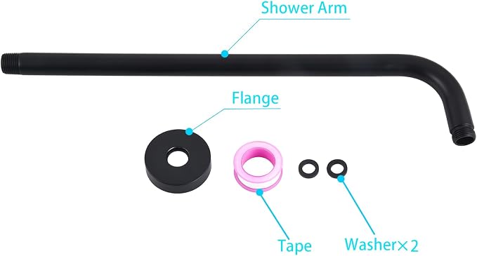 12 Inch Shower Arm with Flange, Stainless Steel 90 Degree Rain Shower Head - Image 8