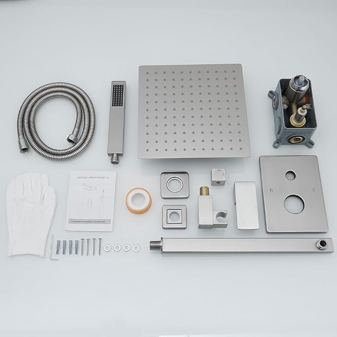 Brushed Bathroom Luxury Rain Mixer Combo Set Wall Mounted Rainfall Shower Head - Image 6