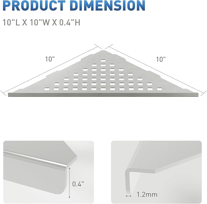 Corner Shower Shelf 10" Slot Design Bathroom Shelves - Image 2