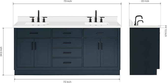 ARIEL Double Vanity 73" Midnight Blue - Image 2
