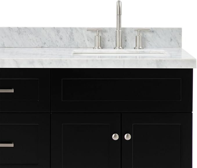 ARIEL Hamlet 67" Black Double Vanity, 1.5" Edge Italian Carrara Marble - Image 9