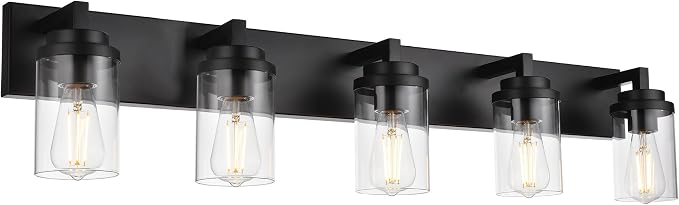 MELUCEE 5-Light Black Bathroom Light Fixtures - Image 2